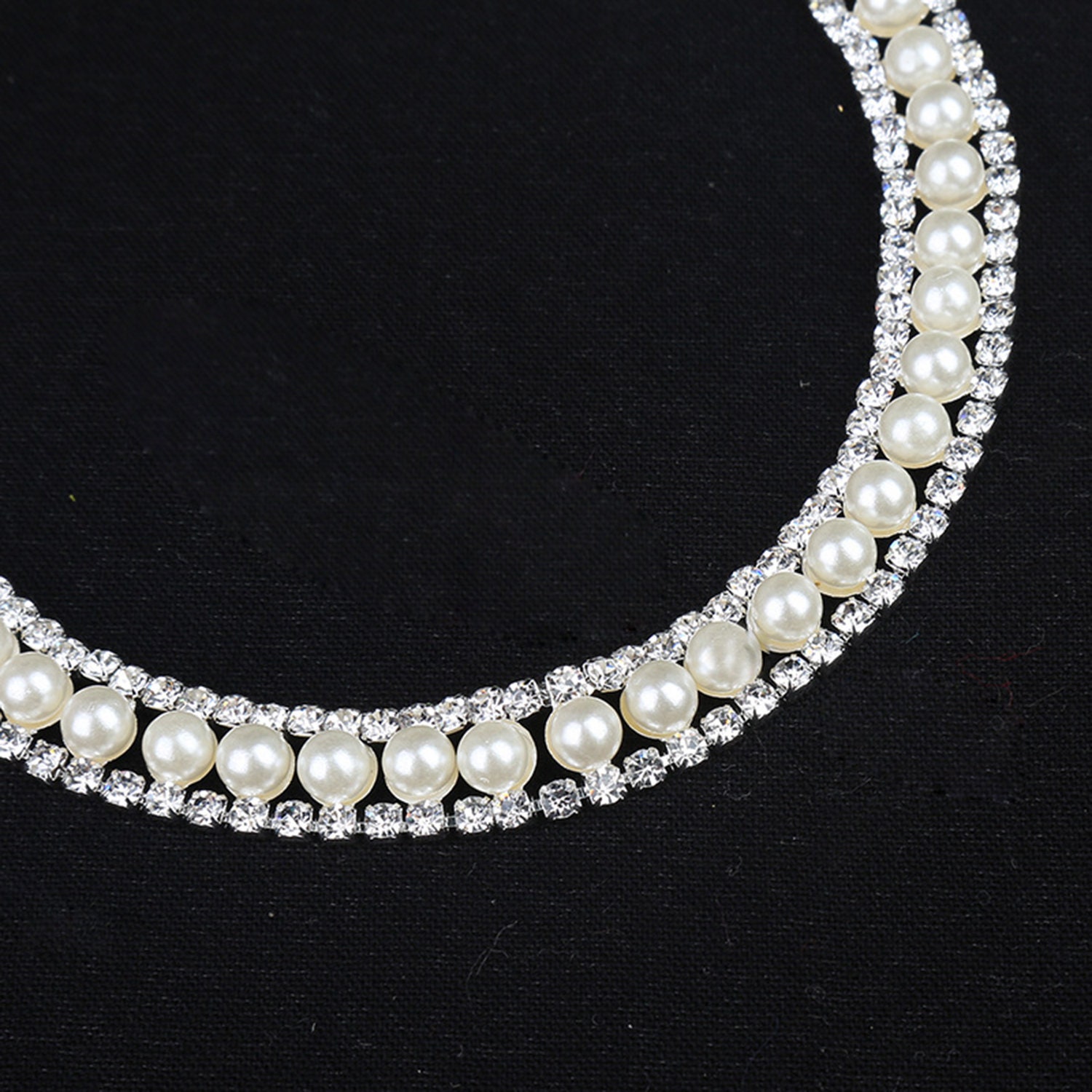 Sparkling Rhinestones Trim Diamante Pearl Trims for Dress Sash