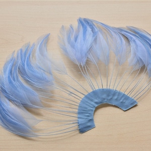Caribbeanblue Stripped Hackle Feather Fan Plume Feathers Fringe Trimmings for Fascinators & Hat Making Millinery Supplies 1 Piece