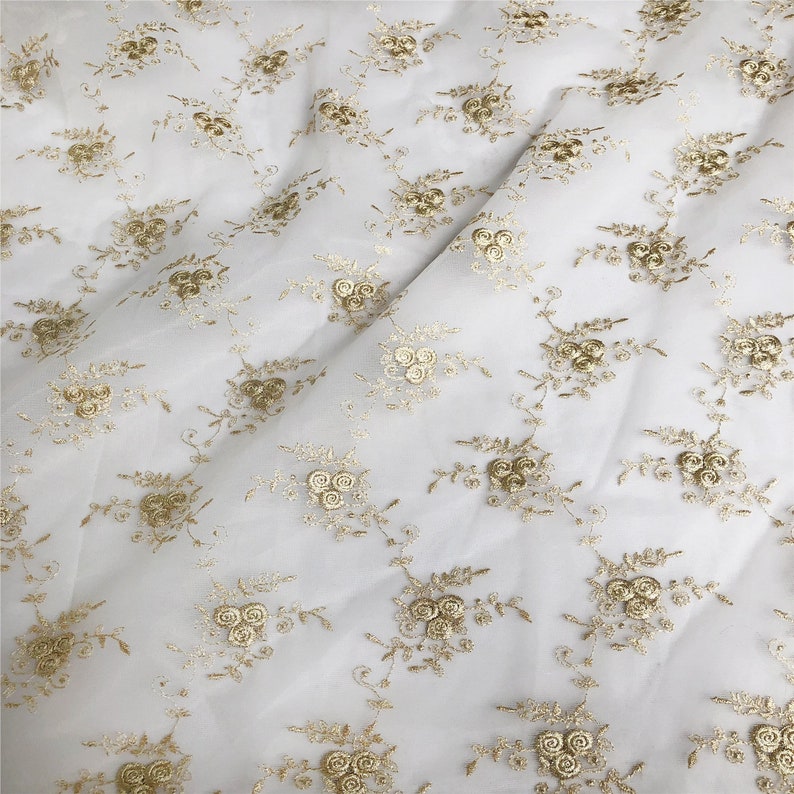 Gold & off White Alencon Embroidery Lace Fabric Materials Lace - Etsy