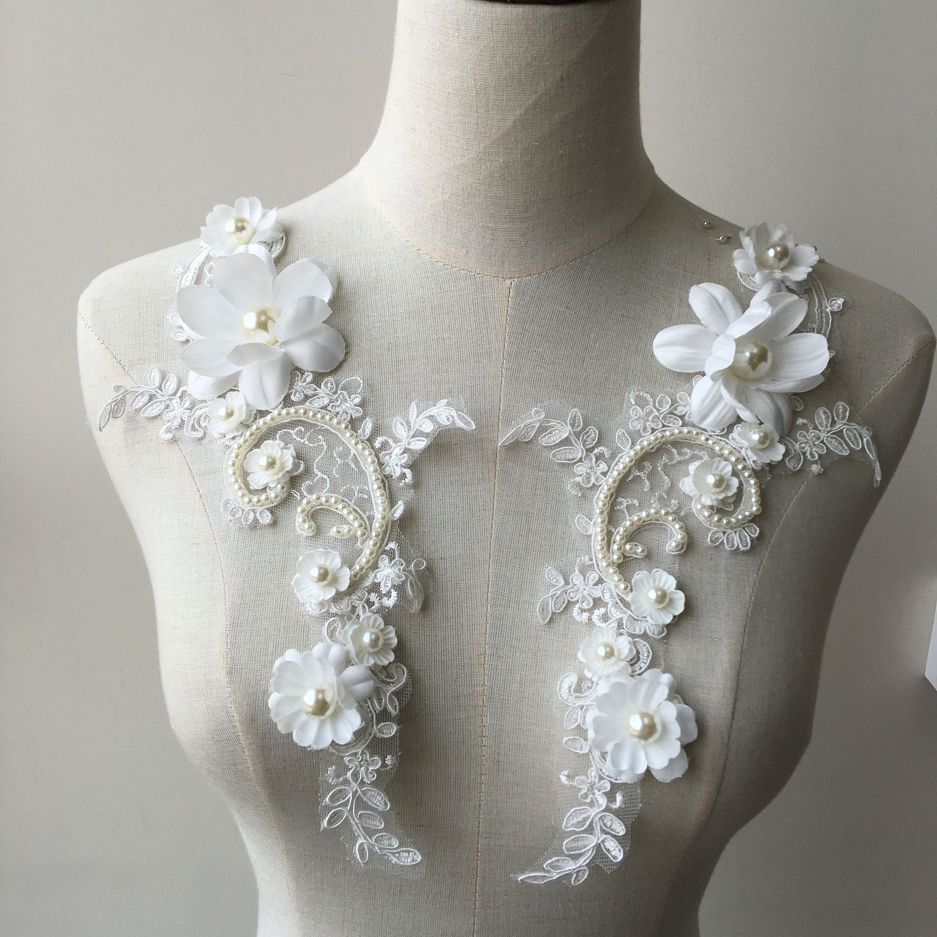 Ivory Embroidery Lace Applique 3D Floral Patches Appliques Etsy