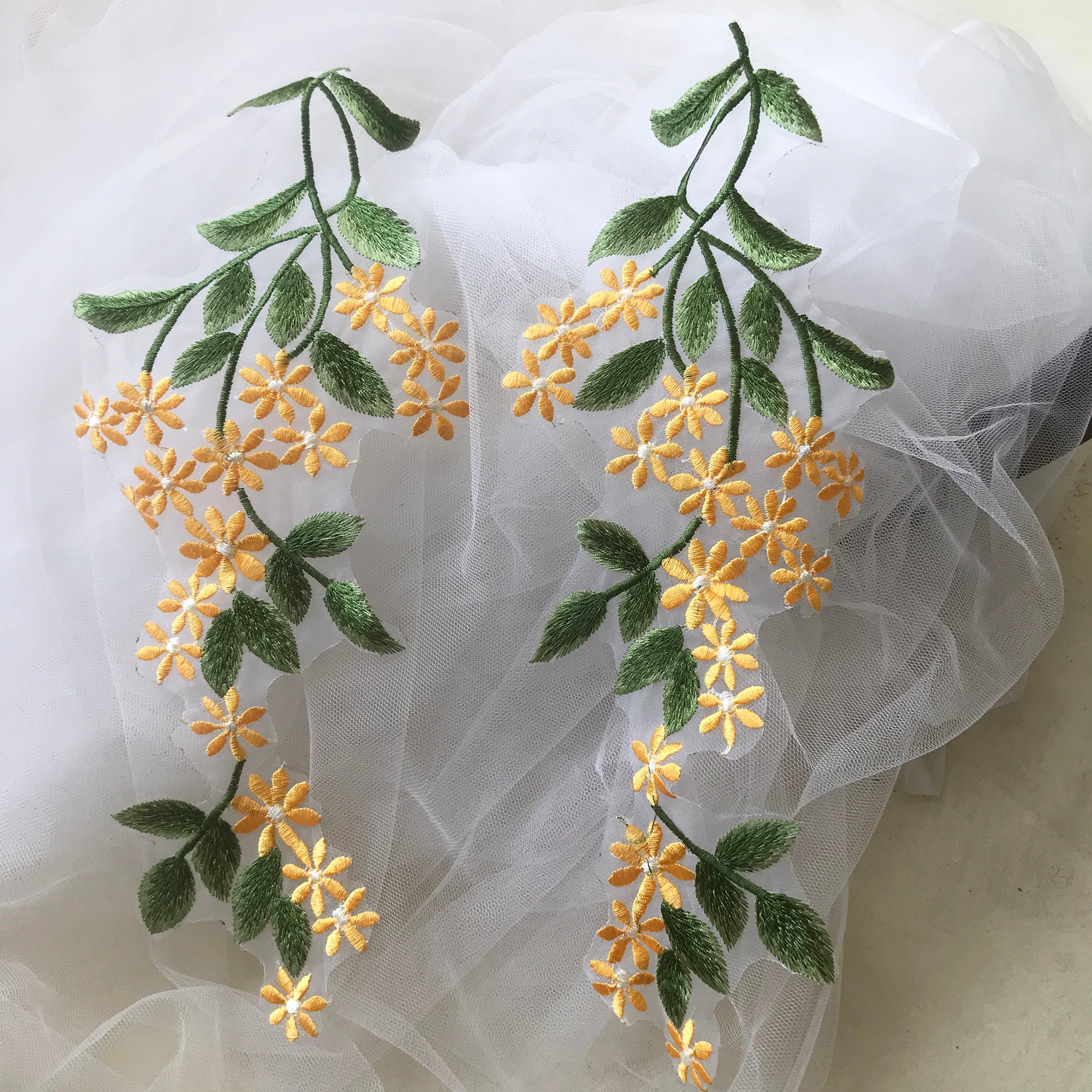 Green vine jessecmault lace applique motif forest leaves  etsy