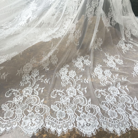 Embroidery Eyelash Lace Fabric French Jacquard Lace Mesh | Etsy
