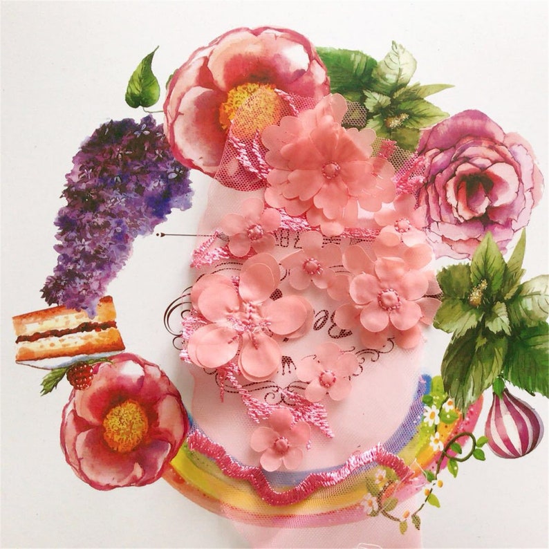 Embroidery 3D Flower Bridal Lace Fabric Materials Lace Mesh Etsy