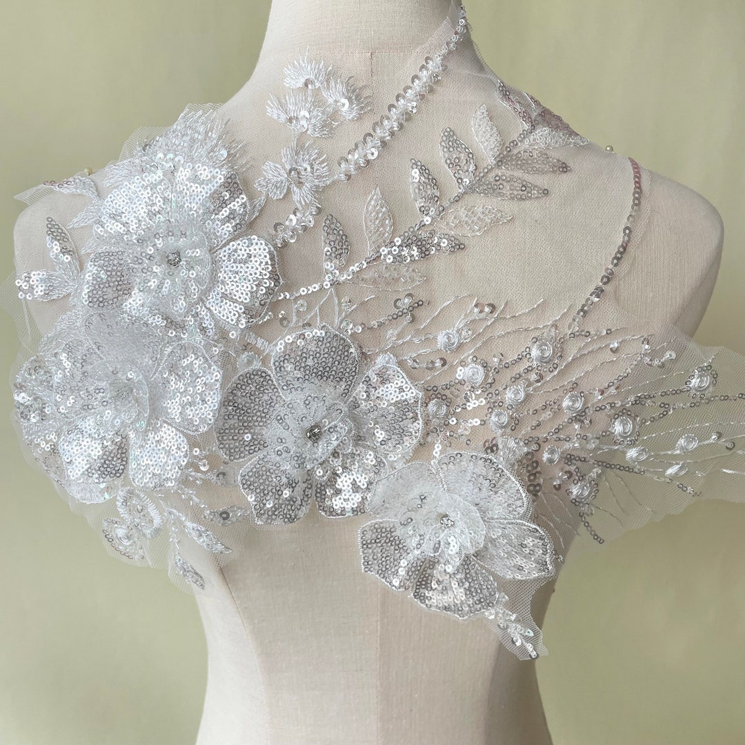 Organza Wings Lace Applique In Gold , Sheer Angel Wings Lace Applique, Embroidery Pair For Dance Dress, Costume, Clothing