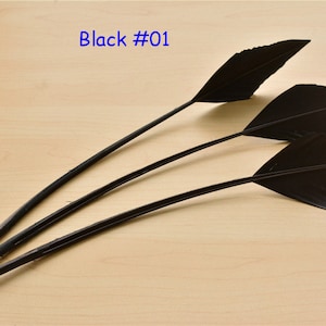 Black Natural Arrowhead Turkey Quill Feather for Millinery Hats & Fascinators Party Decor Halloween Carnival Wedding Feathers Plume