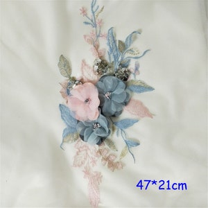 Luxus 3D Blume Stickerei Spitze Applikation Motiv Materialien Spitze Patch Nähen auf Hochzeits-Kleid Abend Prom Kleid 1 Stück