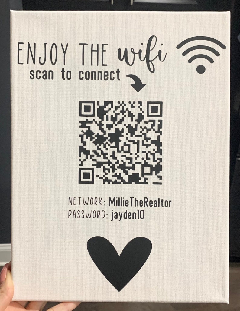 Wifi QR Code Custom Sign Wifi Barcode Canvas QR Link | Etsy