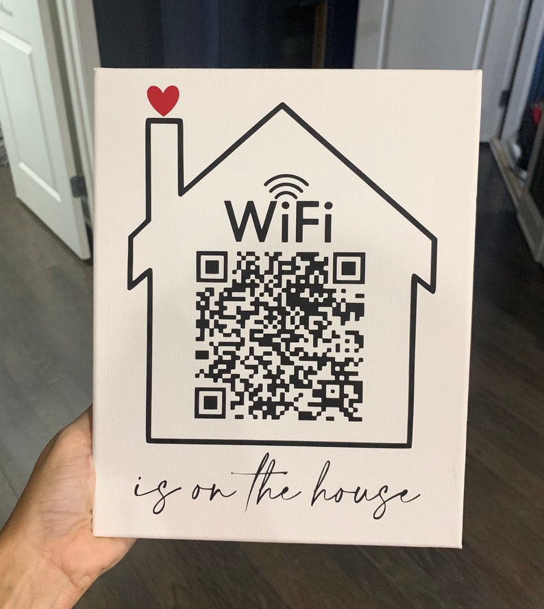 Wifi QR Code Custom Sign Wifi Barcode Wifi Canvas QR Link | Etsy image.