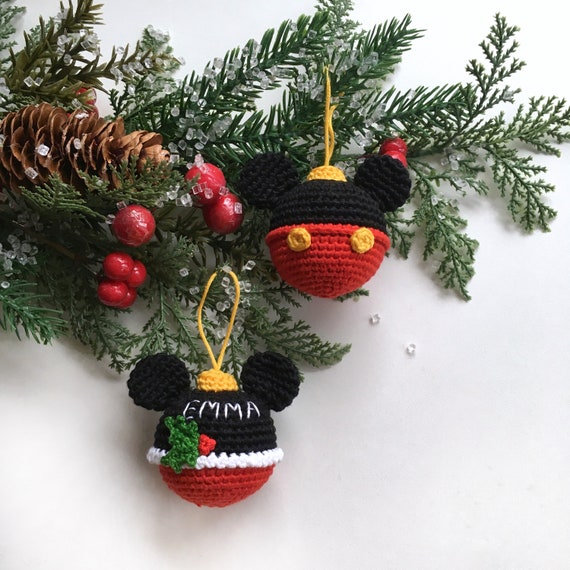 Boule De Noël De Mickey Mouse De Boule Disney Babiole Crochet Mickey Tricoté Cadeau Disney Minnie Mouse Boule Ornement Babiole Décoration De Noël