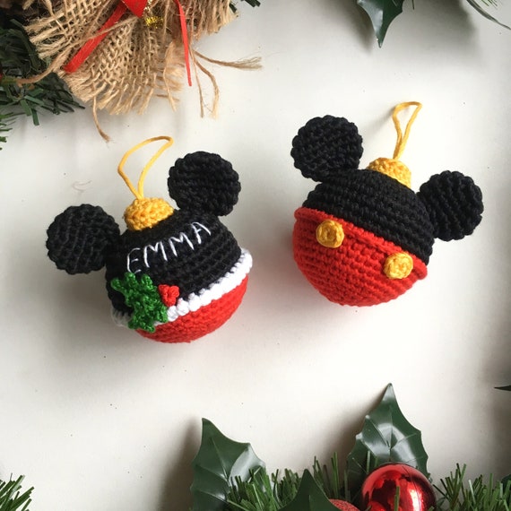 Boule De Noël De Mickey Mouse De Boule Disney Babiole Crochet Mickey Tricoté Cadeau Disney Minnie Mouse Boule Ornement Babiole Décoration De Noël