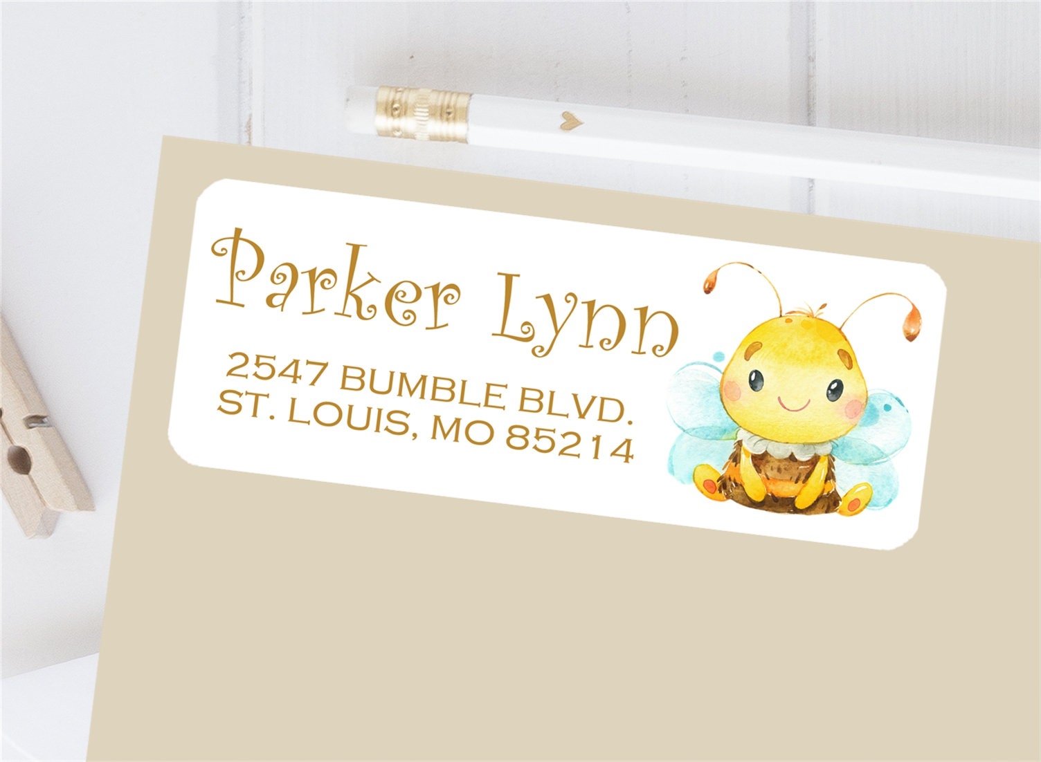 Bumble Bee Return Address Labels, Bumble Bee Birthday Party Address