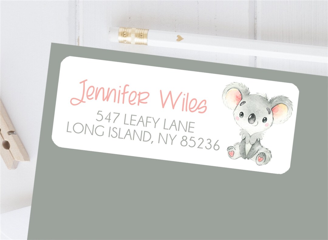 Gender Neutral Koala Return Address Labels Etsy