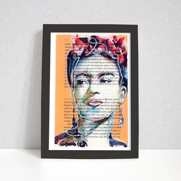 Frida Kahlo art dictionary page recycled paper | gay art book page | Mexican Artist | queer art | book page print | gay art | lesbian Art