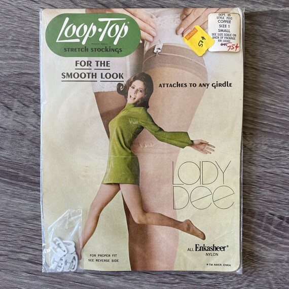 VTG Loop Top Stretch Girdle Stockings Size 1 Small