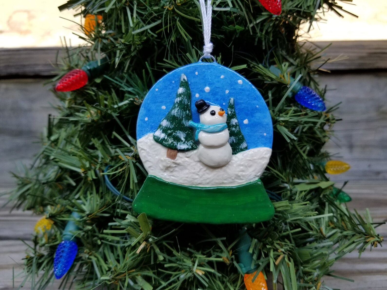 Polymer Clay Christmas Snow Globe Ornament Etsy