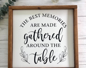 Gathered Around The Table Wood Kitchen Sign | Dining Room Decor