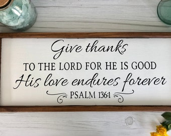 Give Thanks to the Lord Sign: Bible Verse Kitchen Decor