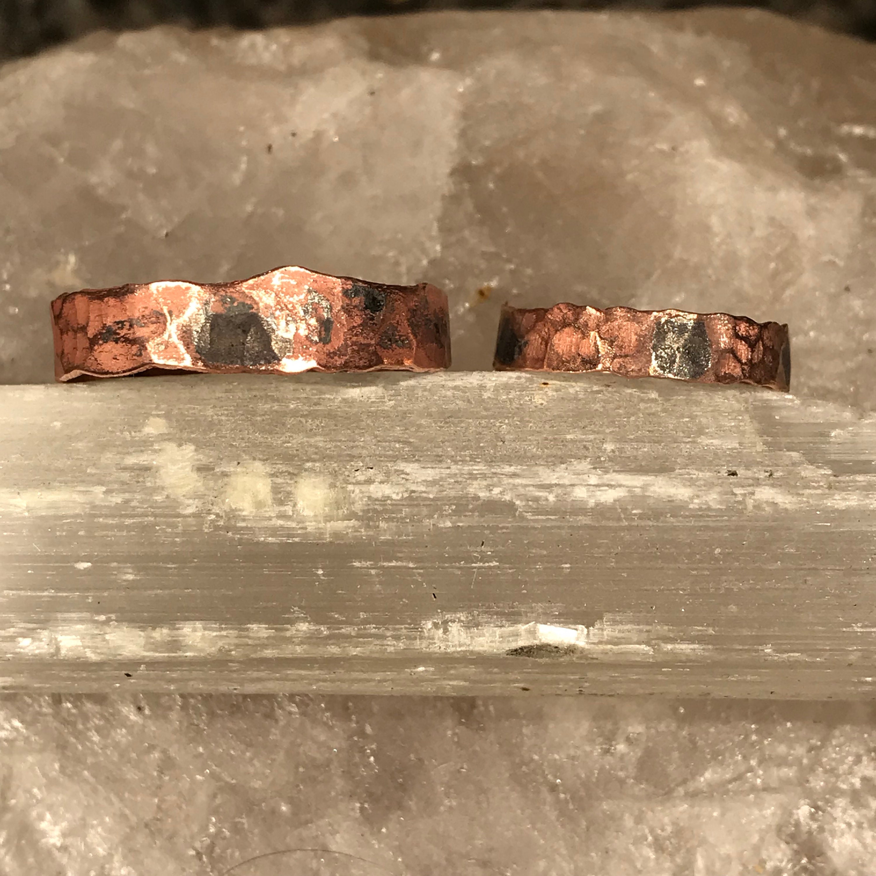 Copper and Silver Wedding Bands. Hammered Copper Couple's Etsy