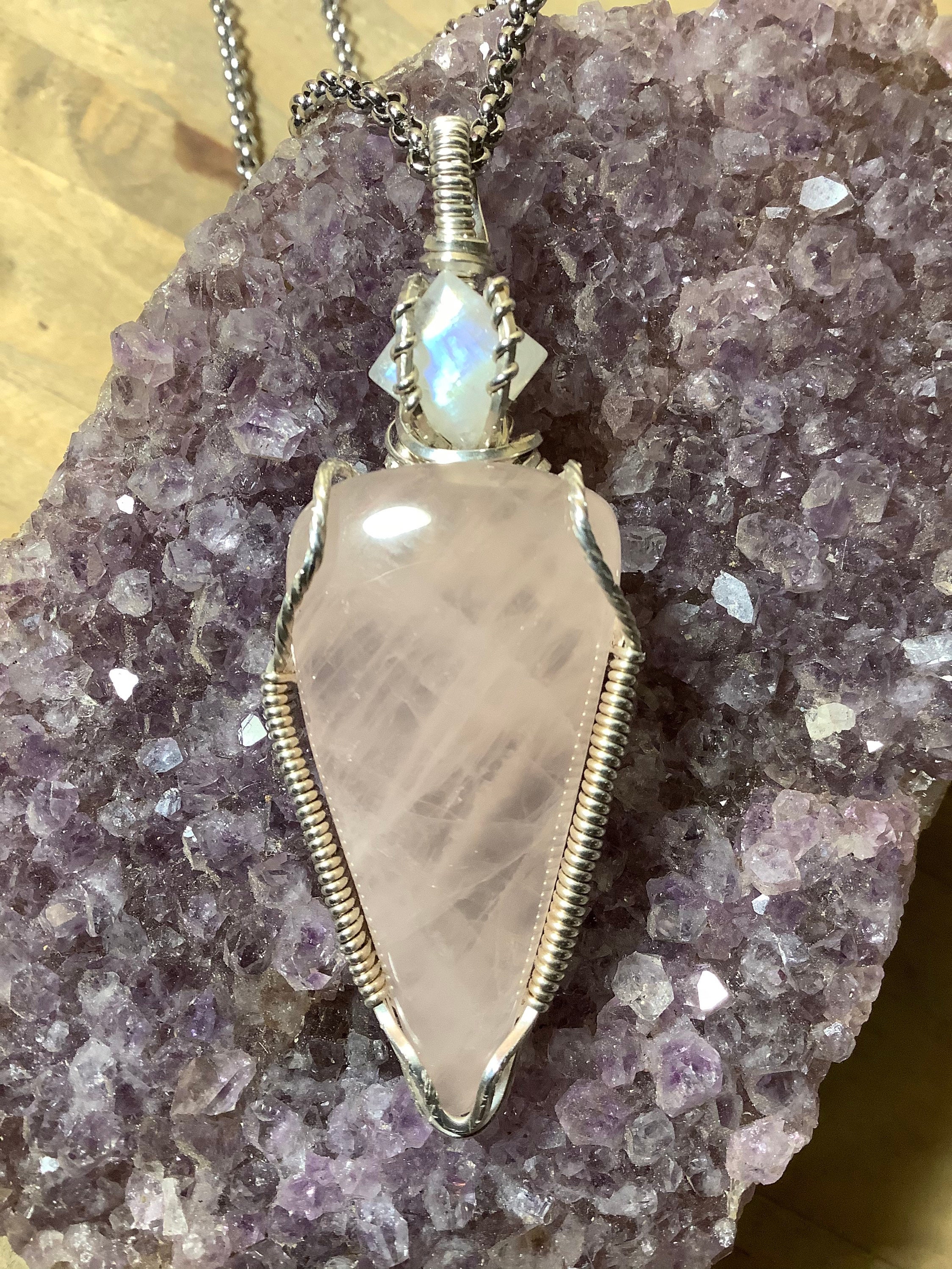 moonstone and rose quartz pendant moonstone and rose quartz pendant