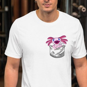 Axolotl Pocket Cute Pink Unisex t-shirt