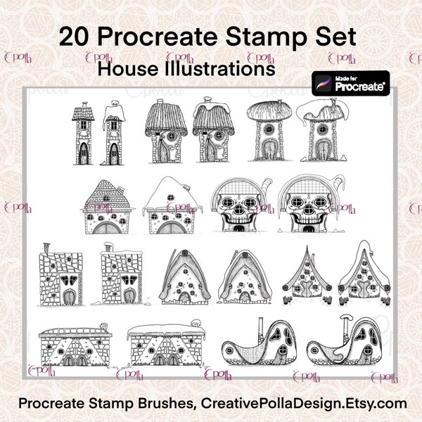 Procreate House Stamp | Procreate Stamp Brushes | Procreate building | Procreate illustration brushes | Procreate Brushes| Procreate tattoo