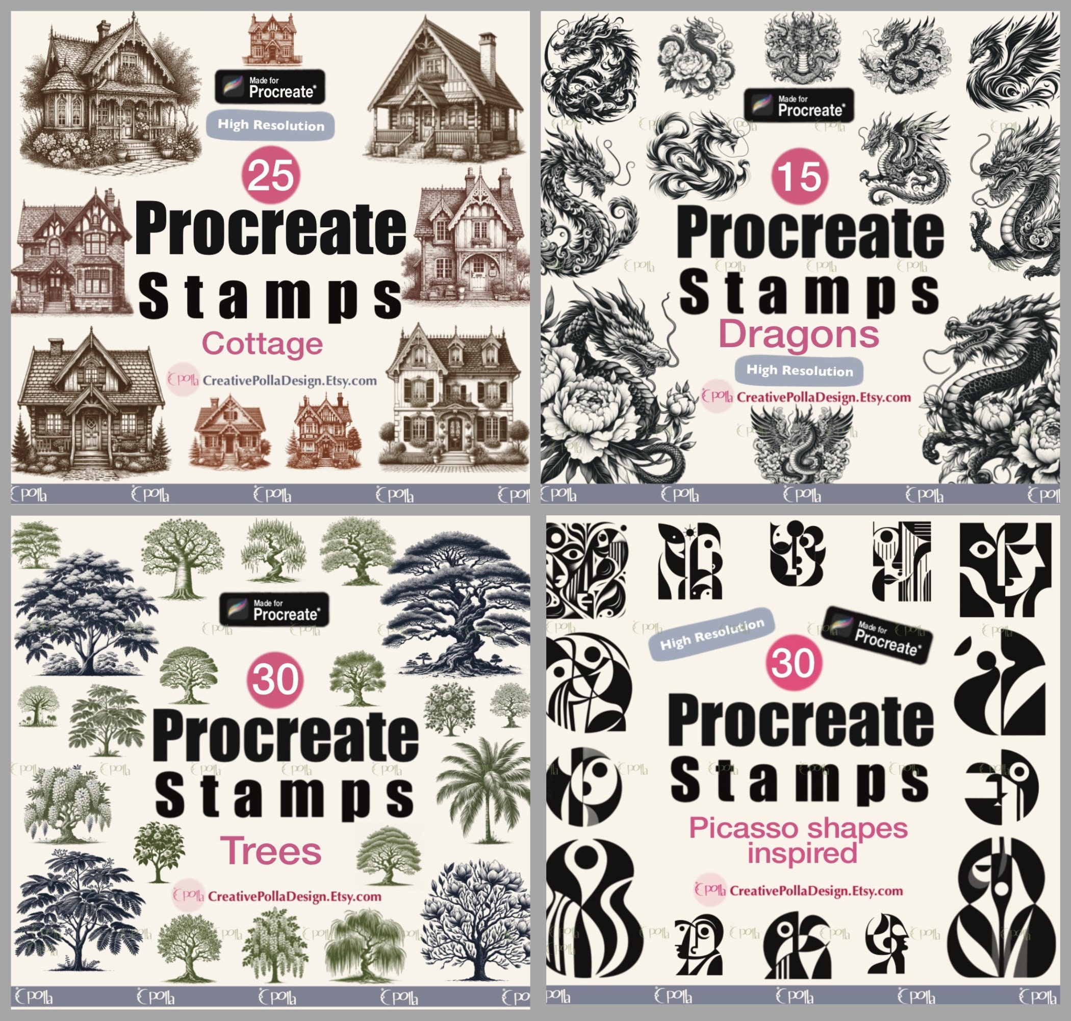 60 Procreate Stars Stamp Brush Set | Doodle Stamps | Star Shape Brush ...