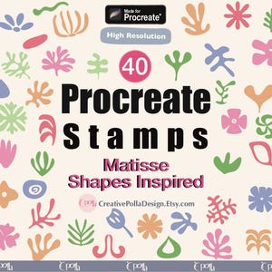 Matisse procreate brushes Procreate stamp brushes Retro procreate shapes Procreate abstract shapes Procreate boho floral procreate tattoo