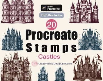 Procreate Castle,Detailed Castle Stamps for Procreate,Haunted Castle Procreate Stamps,Spooky Castle Procreate,Halloween Castle Stamp brushes