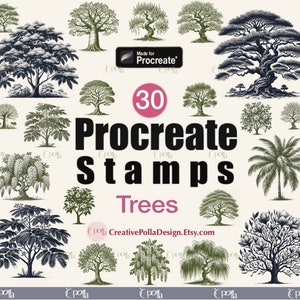 30 Procreate Stamp Brushes, Tree detailed Stamp brushes, Procreate tools, Procreate Brush Set, Tree Tattoo Stamp, Stamp Brushes, Foliage