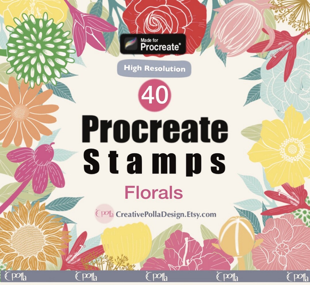 40 Procreate Flower Stamps | Floral Procreate Stamps | Procreate ...