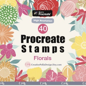 40 Procreate Flower Stamps | Floral Procreate Stamps | Procreate Botanical | Floral Procreate | Procreate Flower Brushes | Procreate Floral