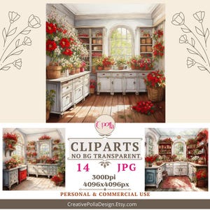 Farmhouse Kitchen clip art Junk Journal clipart Digital Vintage Kitchen Vintage Kitchen clipart,Farm House Scene Clip Art, Scrapbook Digital