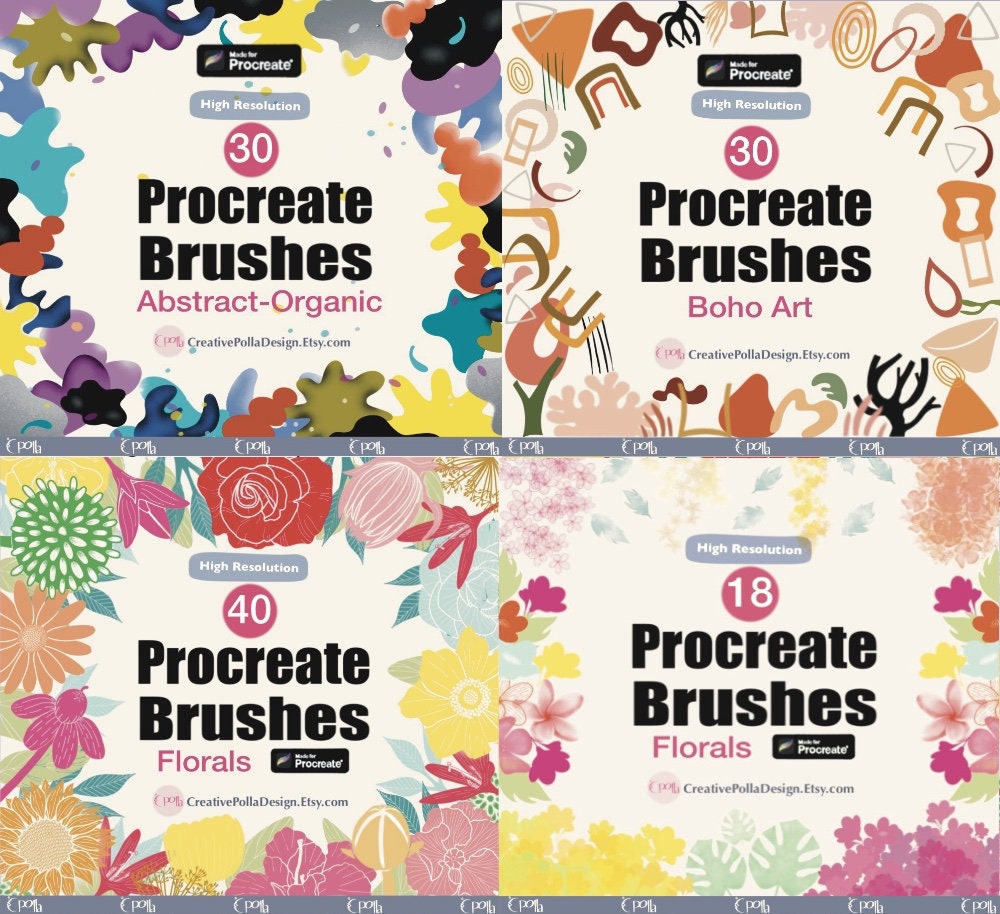 40 Procreate Flower Stamps | Floral Procreate Stamps | Procreate ...