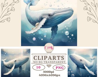 Whale clipart high quality PNG Printable watercolor clipart Whale art digital download,Digital Paper craft,Humpback Whale Clipart PNG Oceans