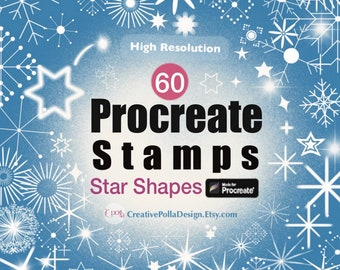 60 Procreate Stars Stamp Brush Set | Doodle Stamps | Star shape brush | Procreate Stars | Procreate sparkle brushes | Star Doodle Brushset