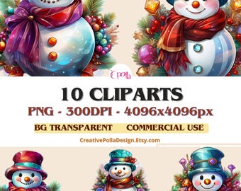 Png watercolor, Christmas Snowman Clipart bundle, Snowman png Clipart, Snowman Winter Clipart, Christmas png for Tshirt, sublimation designs