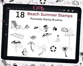 Pocreate Summer Stamps, Procreate Stamp Brushset, Summer Stamps Procreate, Procreate Stamp brushes, Procreate Stamps. Procreate Brushes