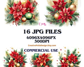 Christmas Clipart |Christmas Decoration Clipart| Printable Watercolor clipart |High Quality JPGs| Digital download |Junk Journal|Paper craft