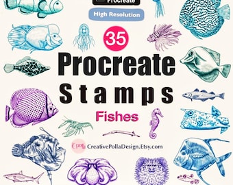 Procreate fish brush / Fish Procreate Stamps / Underwater Procreate Stamps / Ocean and Sealife Procreate Stamps / Procreate brush/ Reef fish