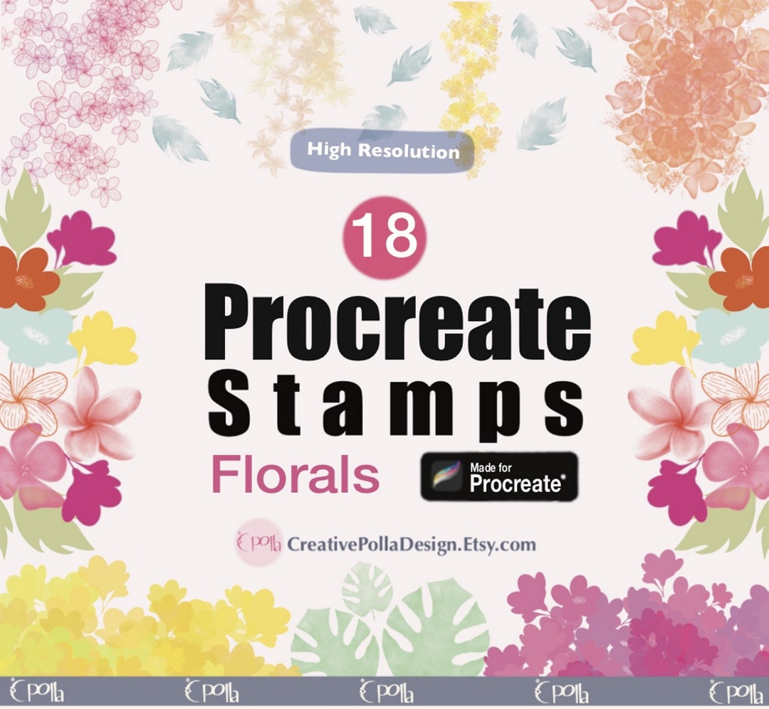 Procreate Stamp Brushes, Flower Stamps, Floral Stamp Brush Set ...