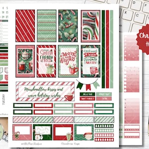 Stickers Noël, agenda imprimable, kit Happy Planner classique, kit d'autocollants hebdomadaires, câlins de Noël, kit d'autocollants verticaux, Cricut PNG