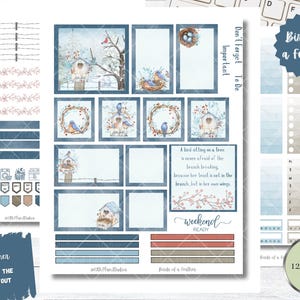 Stickers hiver, agenda imprimable, kit Happy Planner classique, kit d'autocollants hebdomadaire, kit d'autocollants verticaux, Cricut PNG, stickers oiseaux