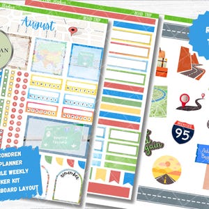 Erin Condren Life Planner Dashboard Sticker Kit, ECLP Stickers, Weekly Sticker Kit, New Dashboard, Cricut Print then Cut, Road Trip