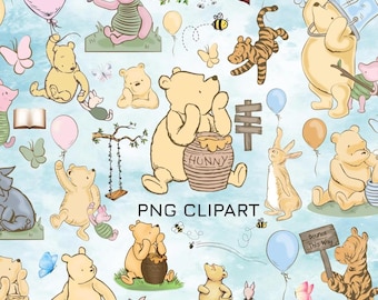 Winnie the Pooh Watercolor Clipart • Nursery Art (Digital Download)