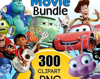 Movie Bundle PNG Clipart, Incredibles Up PNG, Toy Story Clipart, Coco Cars Alice in Wonderland inside out Clipart, Nemo png