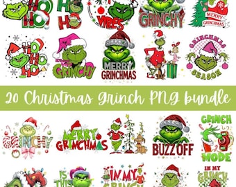 20-Piece Grinch Christmas PNG Set Fun Holiday Clipart