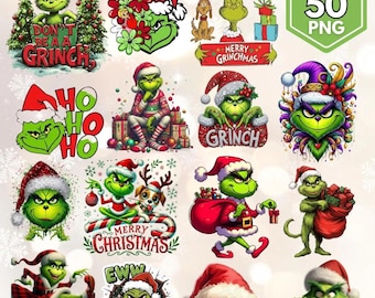 Grinch Christmas PNG Bundle 50 Grinchmas Clipart Designs (Instant Download)
