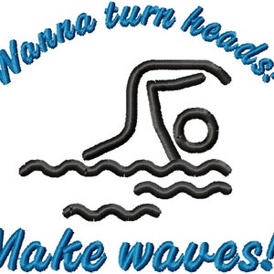 Swimming Design - Machine Embroidery Design, Embroidery Patterns, Embroidery Files, Instant Download