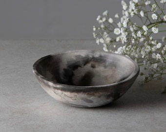 Chrysanthemum fired - Handmade smoke fired ceramic bowl  - natural finish