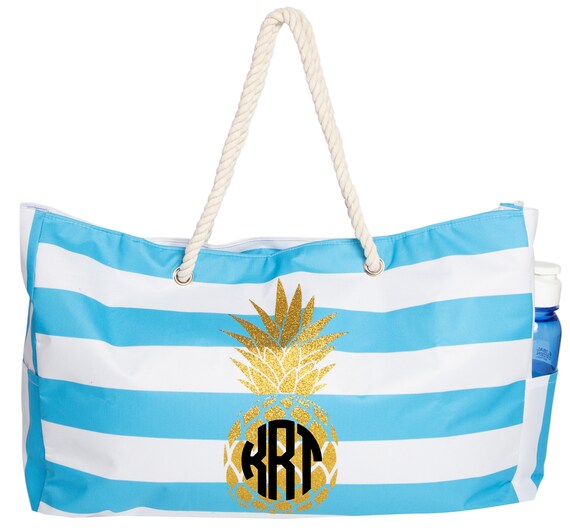 etsy monogrammed beach bag